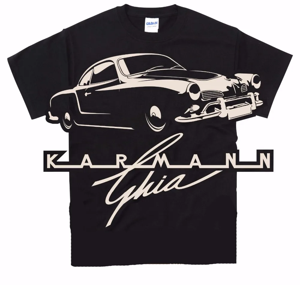 Мужская футболка с круглым вырезом Karmann Ghia Классическая Ретро принтом в виде