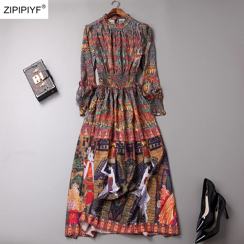 2018 Новое поступление Для женщин Винтаж Высокая талия платья трапециевидной