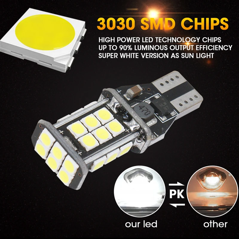 ROADOT 2шт 24 SMD светодиодный T15 W16W 3030 921 912 запасной Автомобильный Обратный задний