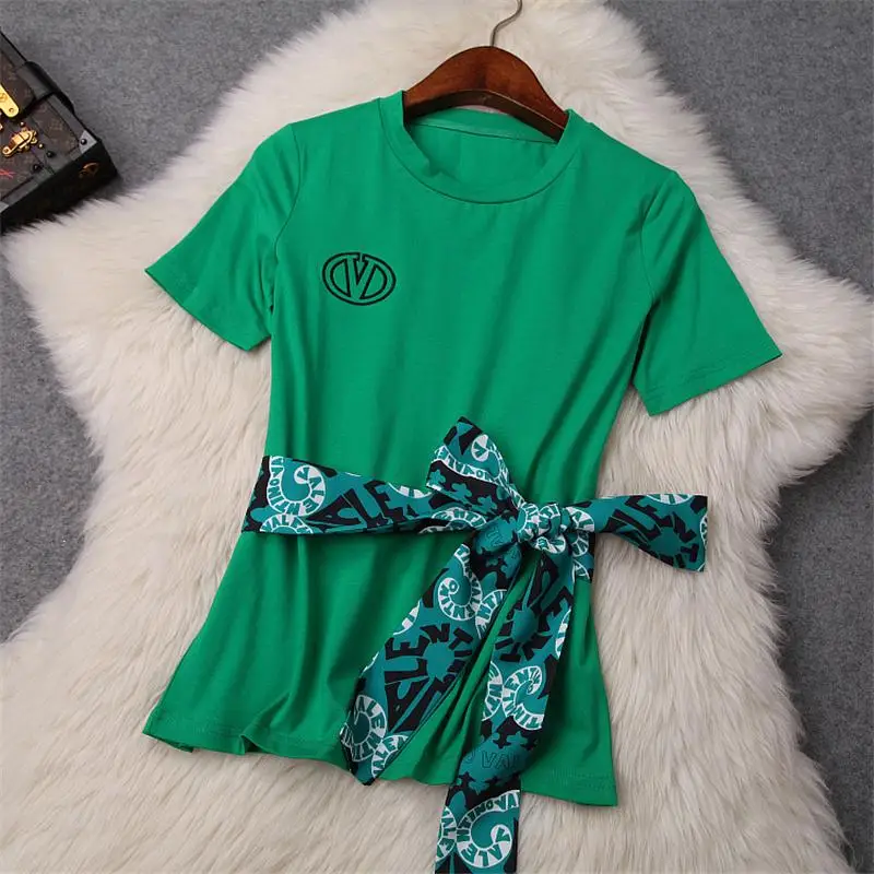 Комплект женской одежды Офисная футболка + штаны с цветочным принтом костюмы из 2