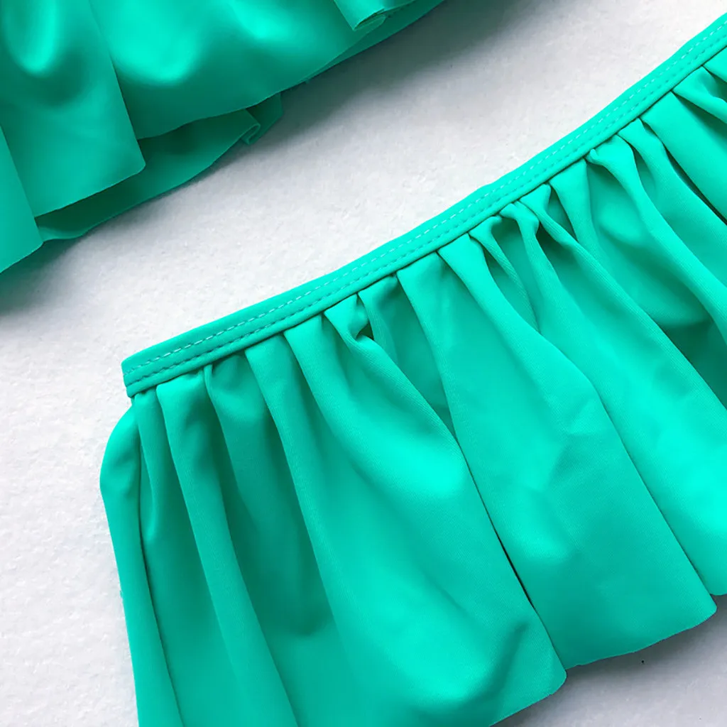 Женский купальник-бикини однотонный Комплект из трех предметов купальный костюм