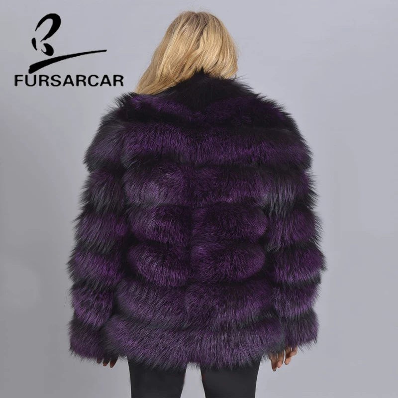 Шуба FURSARCAR из натурального меха для женщин популярное модное фиолетовое пальто