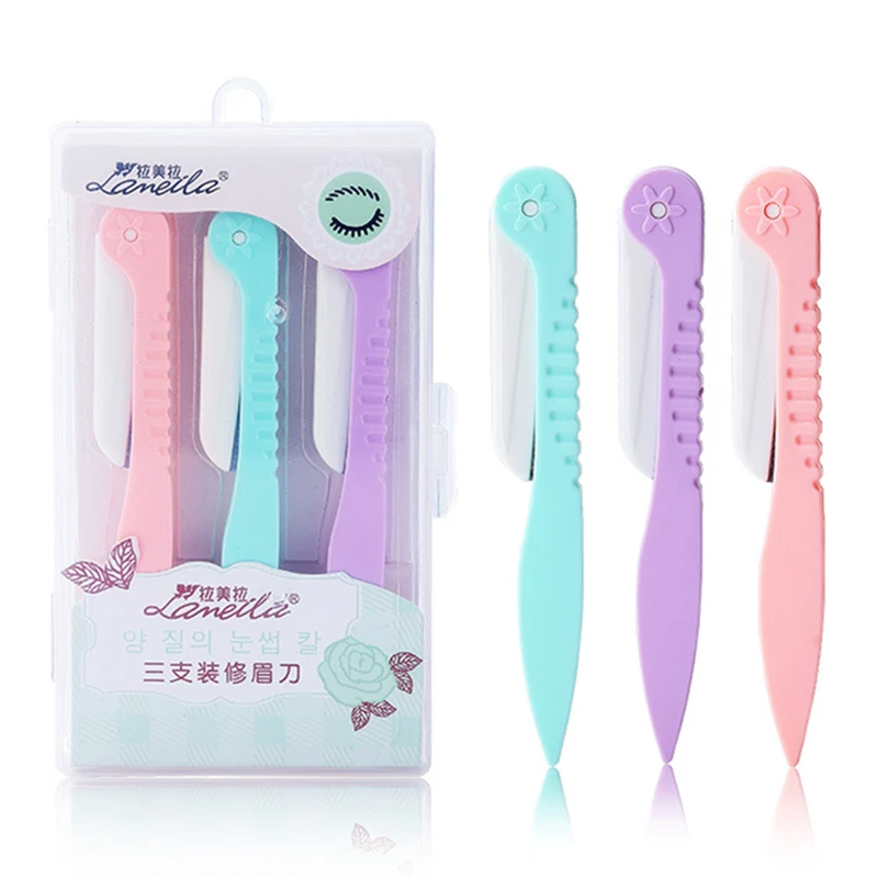 3pcs/lot Collapsible Eyebrow Trimmer Madam Professional Eyebrows Blade Beauty Makeup Tools | Красота и здоровье