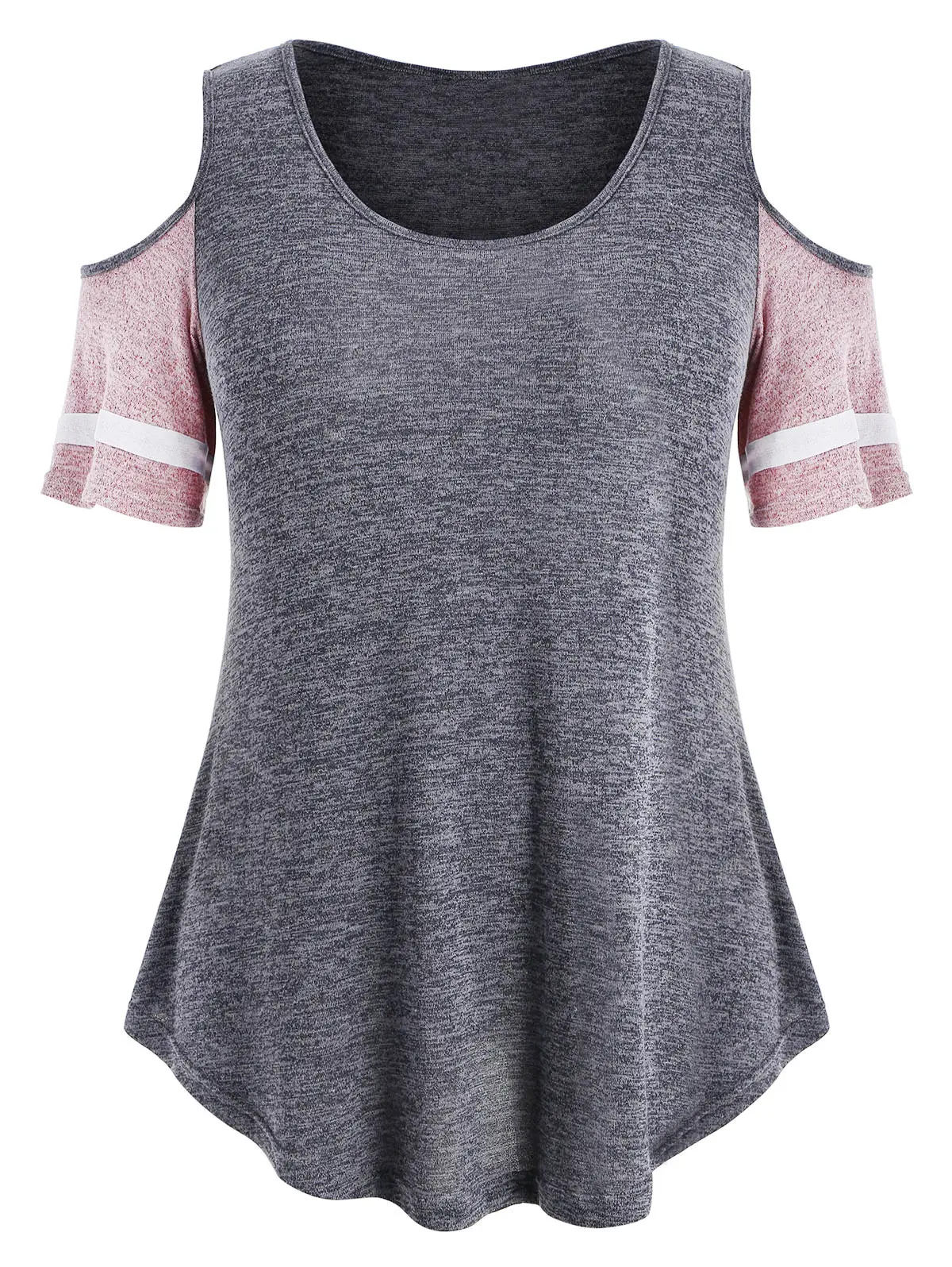 2018 Plus Size 5XL Color Block Swing T-Shirt Women T Shirt Summer Square Neck Half Sleeve Top Causal Tee Big Tops | Женская одежда