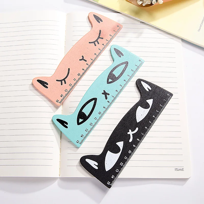 1 деревянная прямая Линейка с милой кошкой инструмент для измерения обучения и