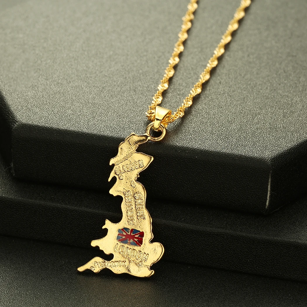 Chereda United Kingdom Map Pendant Necklace For Women Men Vintage Belgium Hip Hop Africa Chain Necklaces Choker | Украшения и