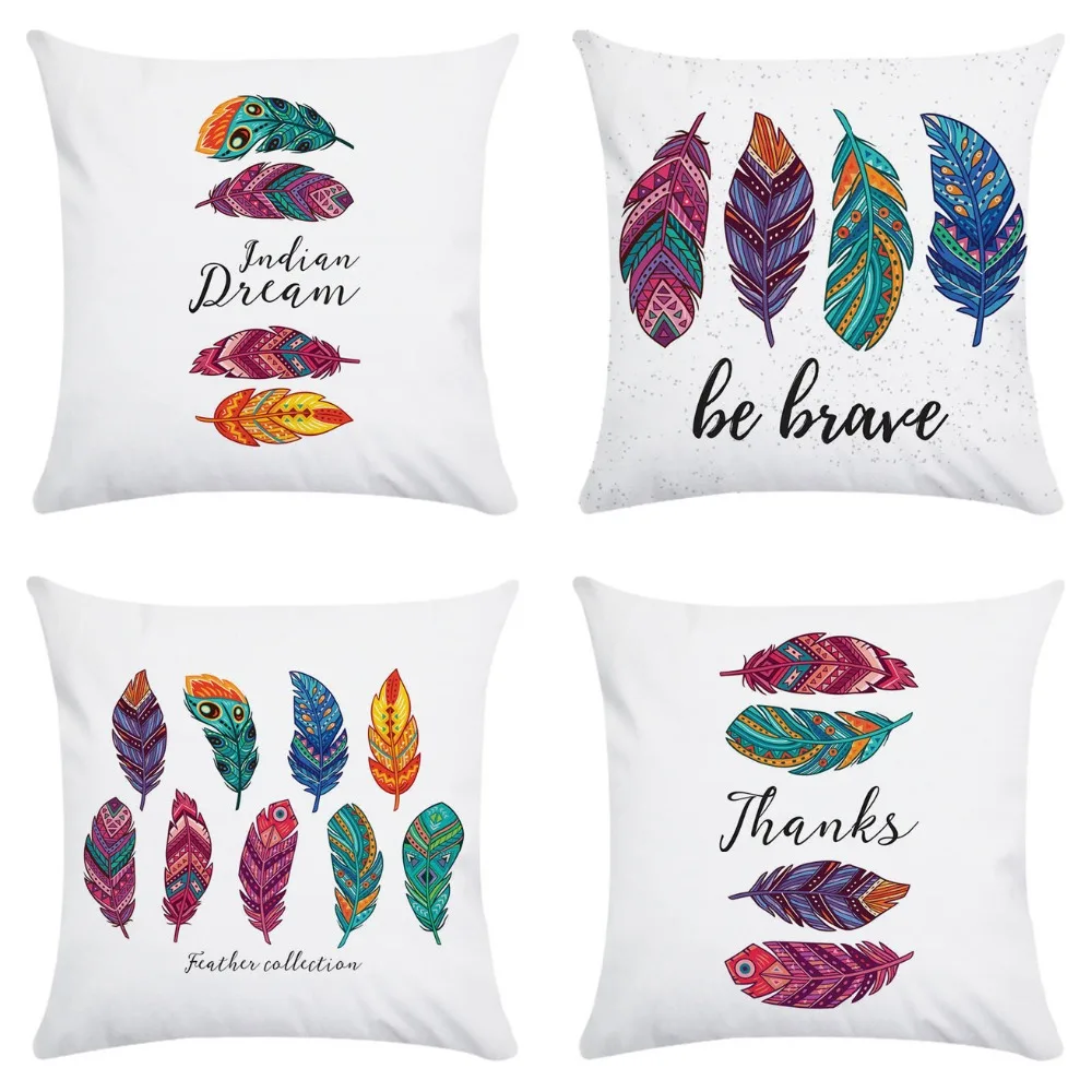Оптовая продажа Подарочный Чехол на подушку племя цветное перо Ловец снов белый