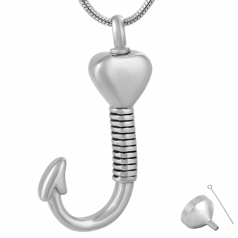 

Heart Fish Hook Urn Necklace for Ashes Jewelry Pendant Cremation Necklaces for Ashes Memorial Jewelry