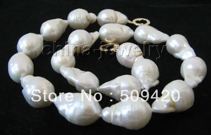 

~~ ShippingHuge 22 мм белый реборн Кеши барокко FW жемчужный necklace-14KGP