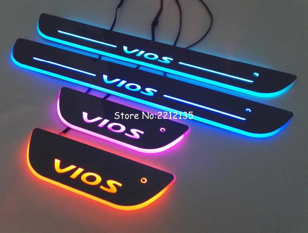 Бесплатная доставка 7 цветов светодиодный порога пластина для TOYOTA НОВЫЙ VIOS 2014 2017