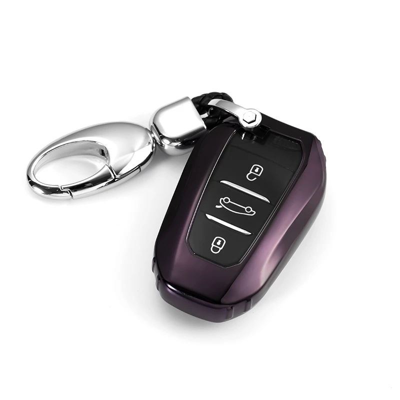 E-black keychain Мягкий чехол для автомобильных ключей из ТПУ, умный чехол для ключей с дистанционным управлением, подходит для peugeot 3008 4008 5008 Citroen C4 C4L C6, аксессуары для C3-XR, брелок - Название цвета: E-black keychain