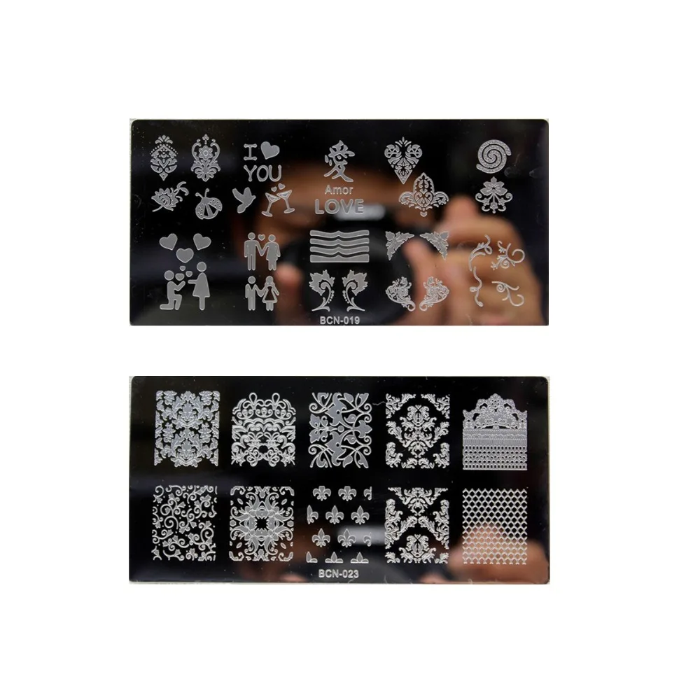 Шаблоны для дизайна ногтей 10 шт./лот черные кружевные розовые дизайнерские