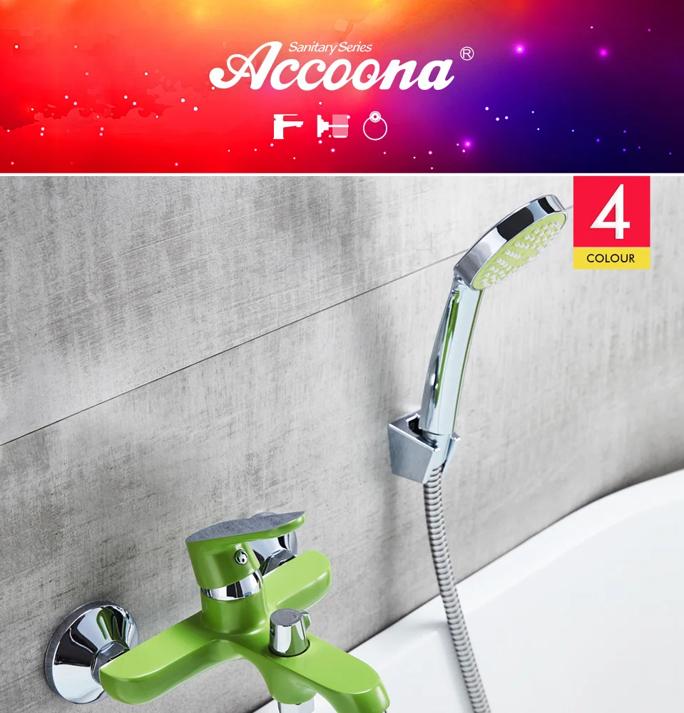 Accoona красочный смеситель для ванны, душевой набор, лакированные Смесители для ванной комнаты, латунный Смеситель для ванны, водопад, классический смеситель для ванной комнаты A6366