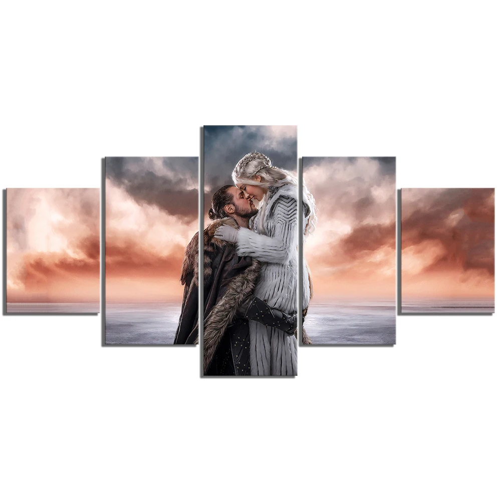 5 шт. Jon Snow and Khalessi Love косплей картинки Игра престолов кино постер холст картины
