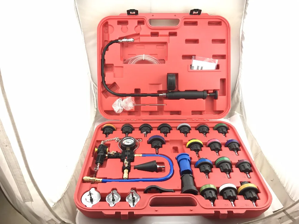 

28pcs Universal Radiator Pressure Tester Kit Cooling System Tester Water Tank Leakage Tester Water Tank Leakage Tester