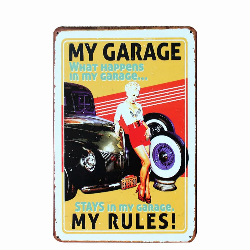 3 "Garage Rules" Винтажная металлическая жестяная вывеска домашний декор потертый шик табличка папы гаражное украшение стены художественный плакат 20*30 см A548 - Цвет: 3