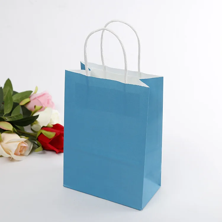 sky blue 100 шт./лот) бумажные сумочки для шоппинга с ручками - Цвет: sky blue