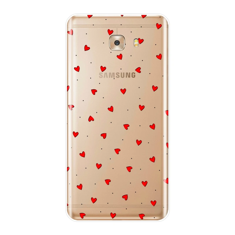 Милый красный телефонный чехол Love Hearts Kawaii для Samsung Galaxy C5 C7 C8 мягкий силиконовый из