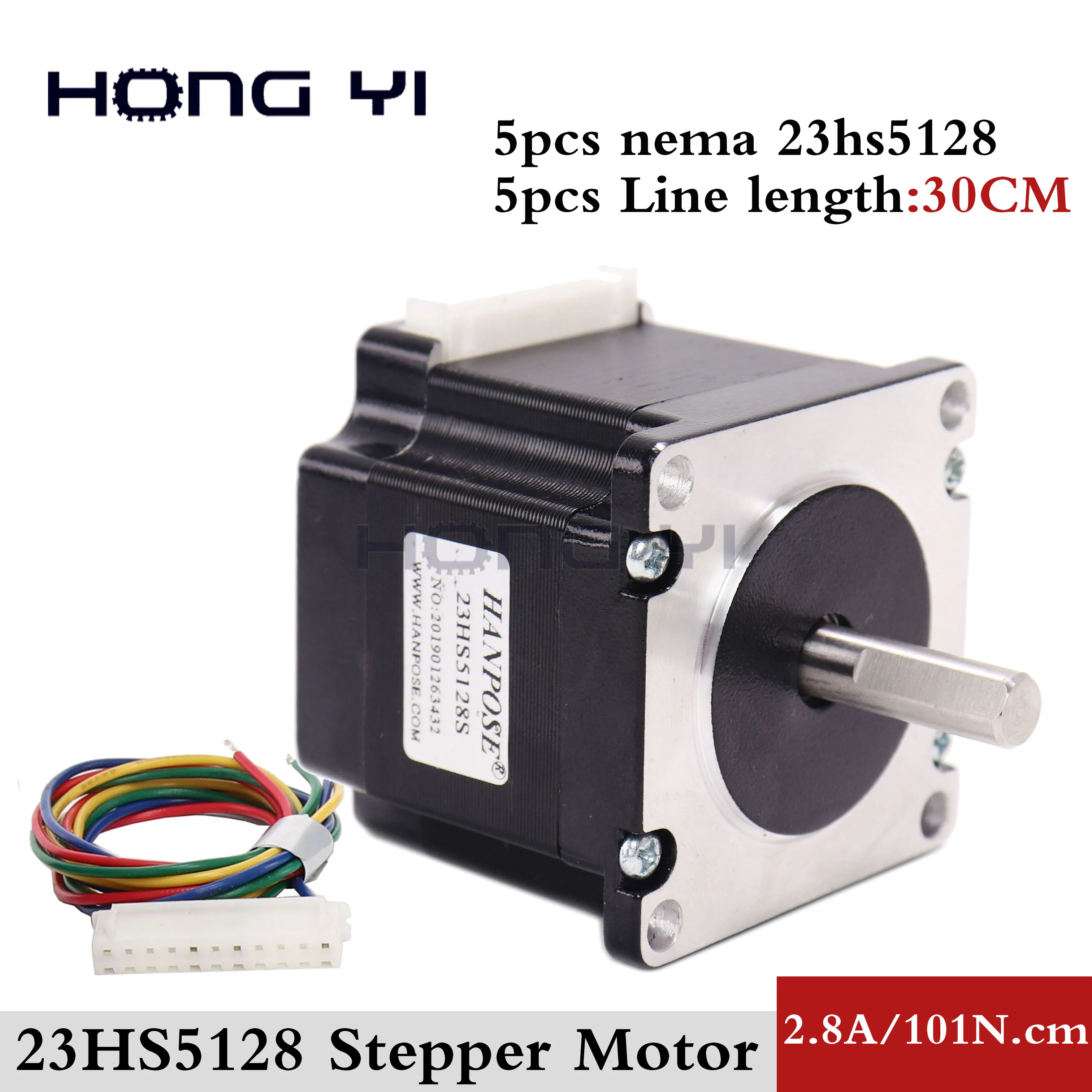 5 шт. 23HS5128 шаговый двигатель NEMA 23 51 мм 2.8A 101N. См черный для робота и лазера с ЧПУ