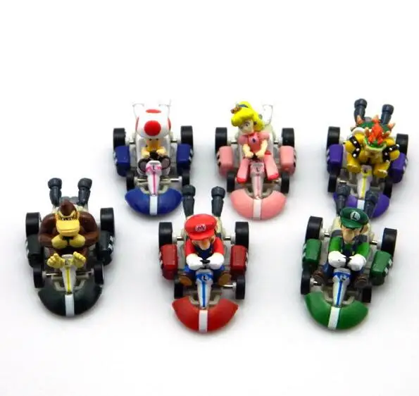 6 шт./лот игрушечный автомобиль супер Марио Луиджи Боузер копа Ослик Конг