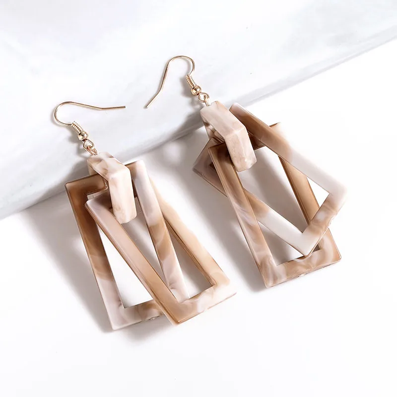 Геометрические большие серьги для женщин Акриловые ацетатные Уксусные Длинные