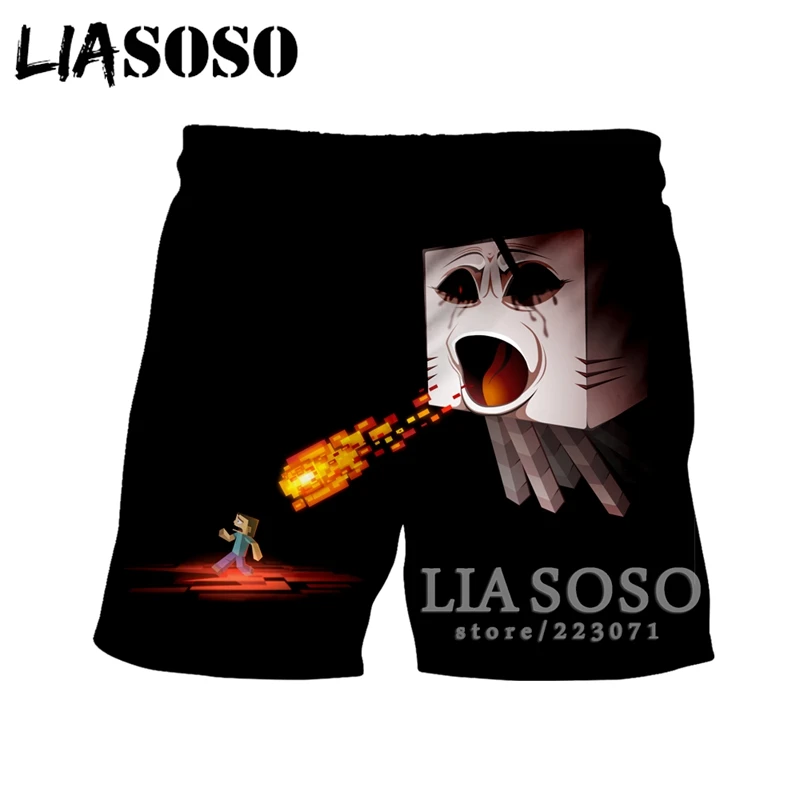 LIASOSO 2019 Summer New Men Women Shorts 3D Print Video Game Minecraft Beach Fitness Cute Casual Loose Clothing A166-10 | Мужская одежда