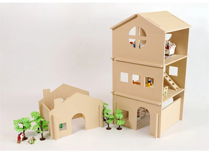 Кукольный дом миниатюрная мебель 3D Деревянный кукольный домик DIY игрушки большой замок для детей подарки на день рождения ручной работы