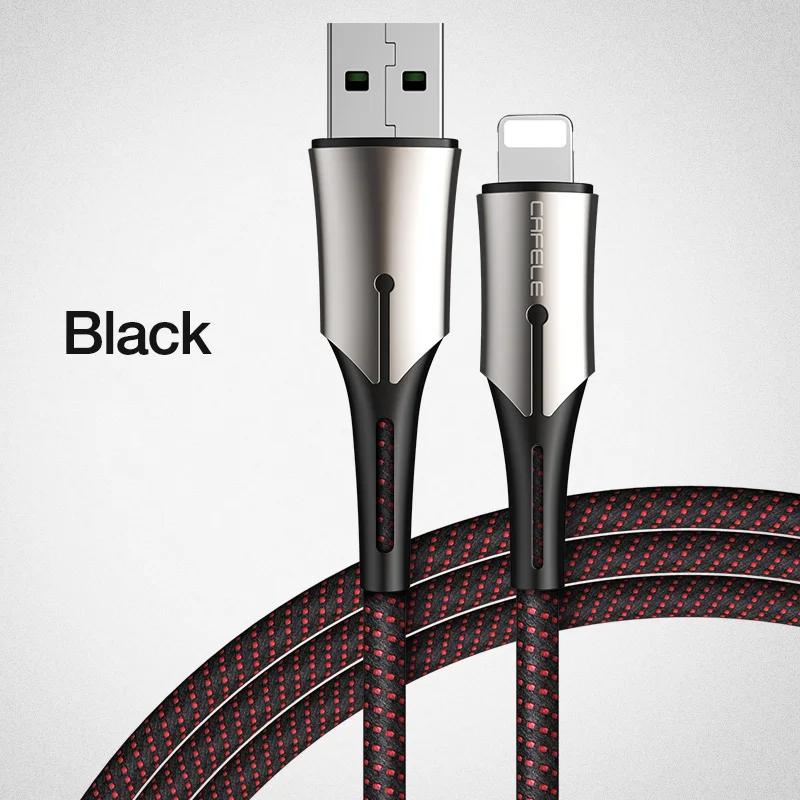CAFELE USB кабель для iPhone X Xs Max Xr 5 8 7 6 6s Plus зарядное устройство 2.0A кабели быстрой зарядки для IOS 11 кабель Lightning 1,2 м 1,8 м - Цвет: Black