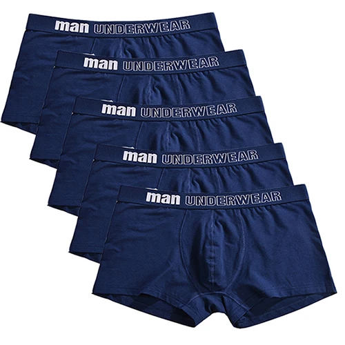 Blue 5pcs 5 шт., хлопковое Мужское нижнее белье, боксеры с буквенным принтом, мужские трусы-боксеры, мужские трусы-боксеры - Цвет: Blue 5pcs