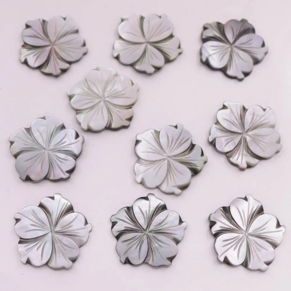 

10 PCS 28mm Flower Shell Natural Black Mother of Pearl Jewelry Making DIY
