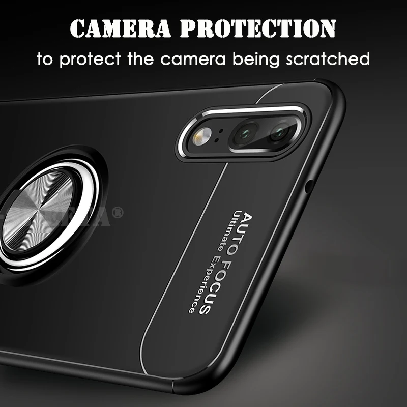 For Huawei P20 P30 Lite Pro 360 Metal Holder Magnetic Bracket Suction Finger Ring Cover Silm Ultra thin Soft TPU Cases |