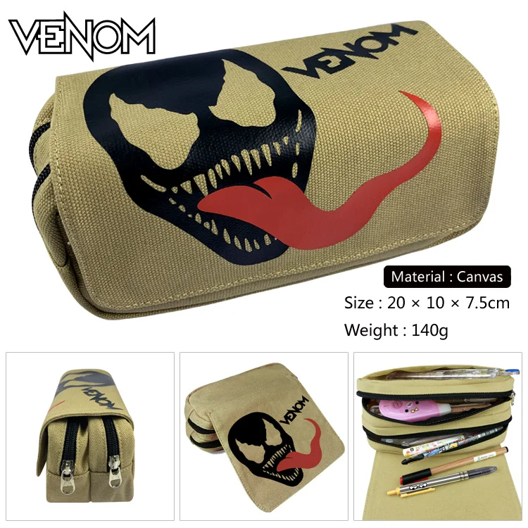 Suncomics Marvel Superhero Venom школьный пенал холст двойная молния большая емкость сумка для
