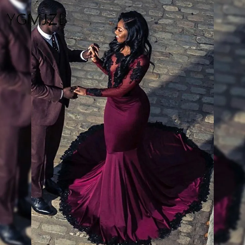 Вечернее платье русалки в африканском стиле 2019 с длинным рукавом блестками и