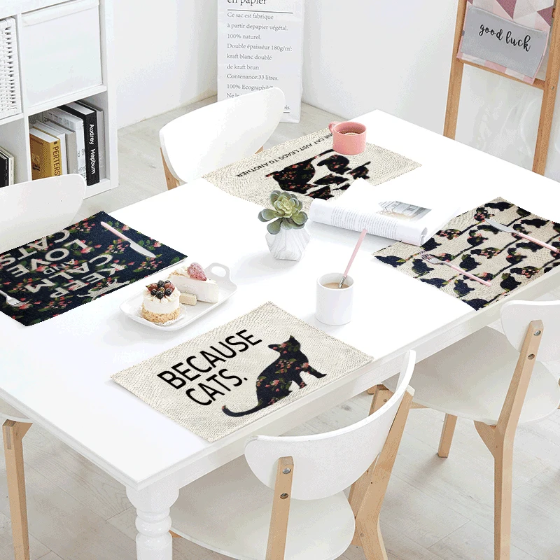 Горячая Распродажа скатерть с изображением черного кота буквенным принтом