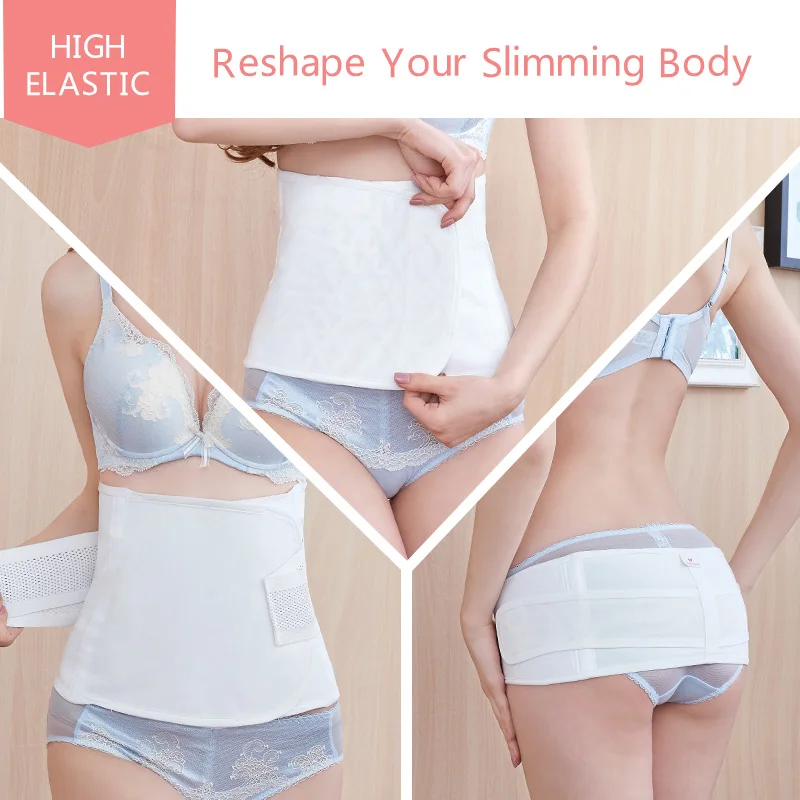 white set YATEMAO 3 шт./компл. пояс для живота Талия Послеродовая утяжка утягивающий Пояс Восстановление живота/таза Корректирующее белье дышащий живот - Цвет: white set