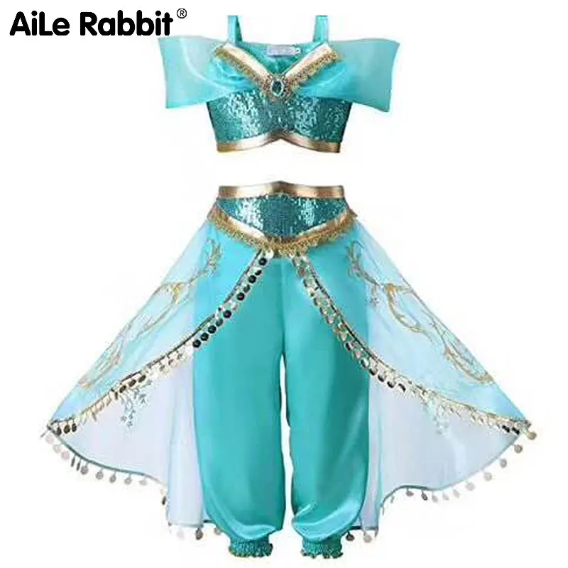 

AiLe Rabbit 2018 children's clothing new set kids costumes Aladdin magic lamp jasmine cosplay princess dress party imitation