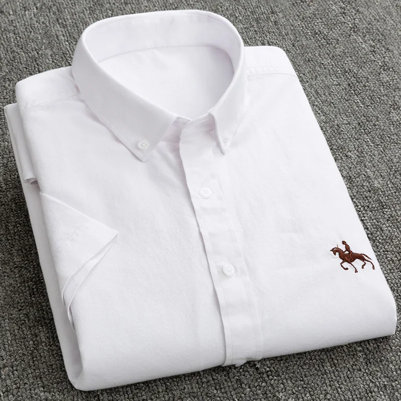 New S to 6xl short sleeve 100% cotton oxford soft comfortable regular fit plus size quality summer business men casual shirts
