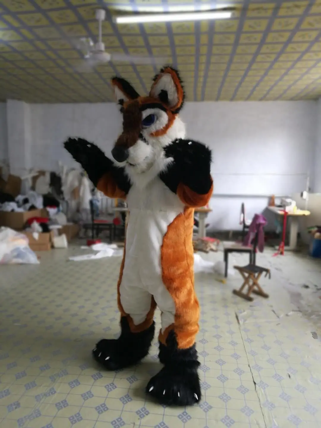 Профессиональный талисман костюм для студии коричневый хаски собака Fursuit