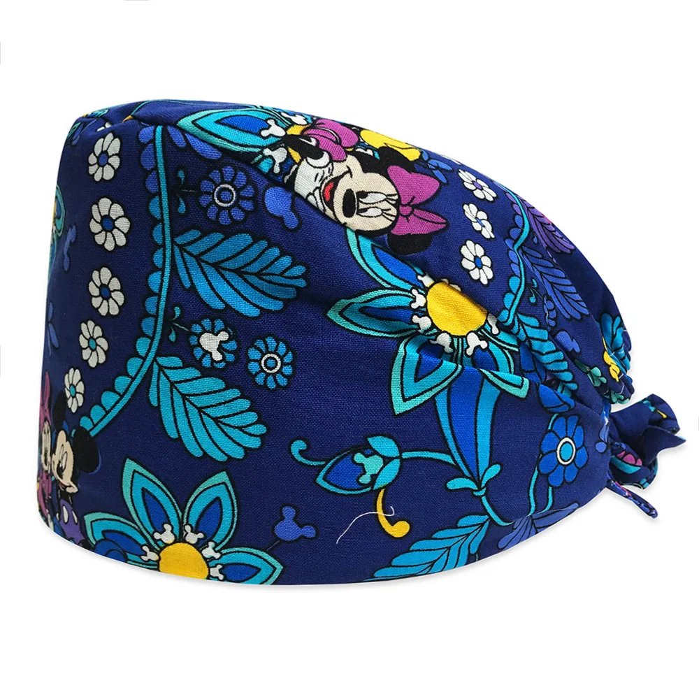 Viaoli new Cotton Scrub Caps for Women and men Hospital Medical Hats Print cat in Black Tieback Elastic Section Surgical Caps - Цвет: hat