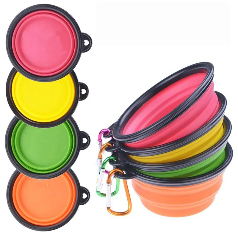 

HOONAO 2pcs Collapsible Travel Silicone Dog Bowl With Carabiner Food Grade Approved Portable Feeding Water Travel Bowl for Pet