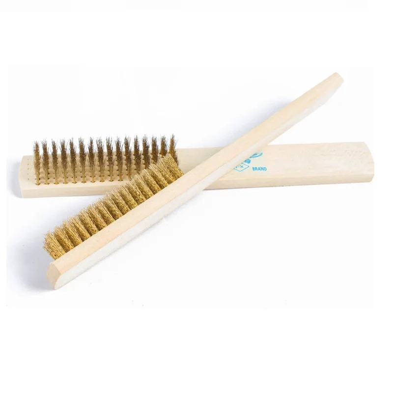 12 шт латунная щетка Высококачественная деревянная ручка металлическая для