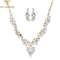 xiyanike 2018 new fashion elegant flower simulated pearl bridal jewelry sets for women wedding jewelry gift accessories n224