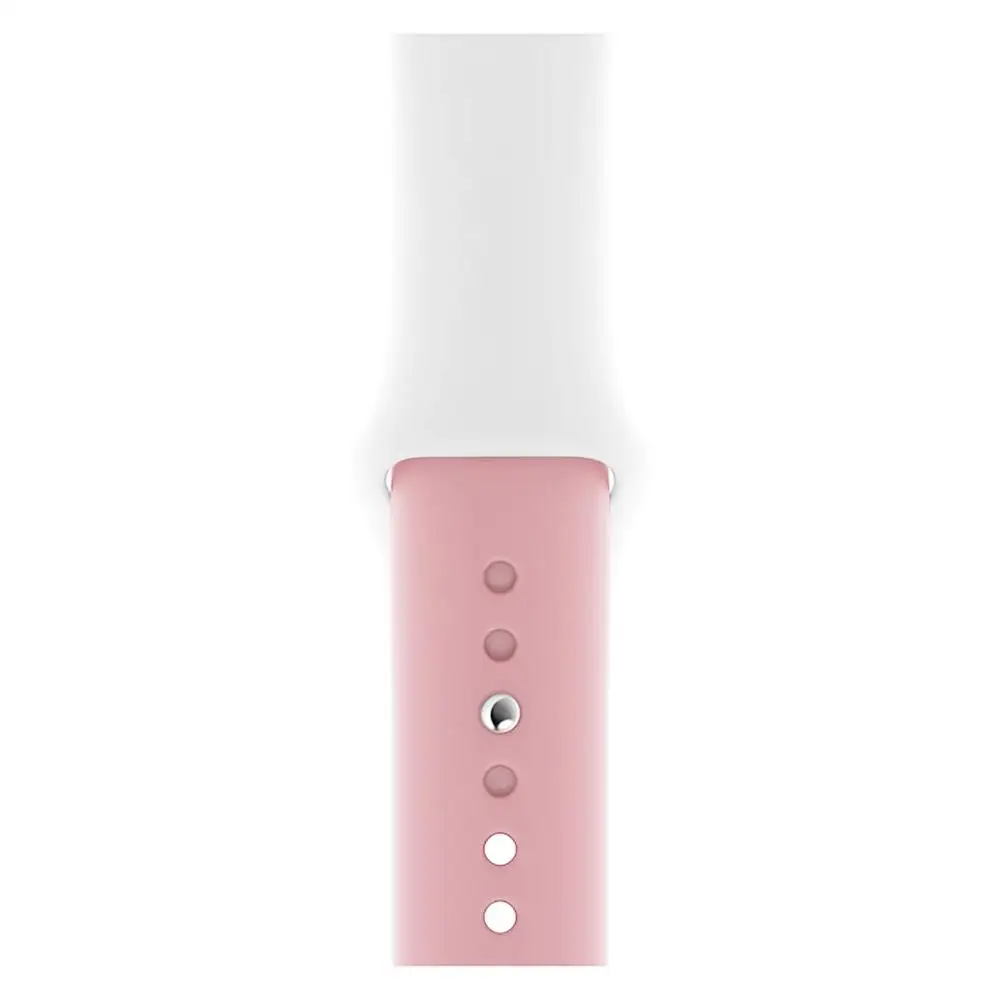 White Pink Двойной цвет спортивный мягкий ремешок для Apple Watch серии 1 2 3 4 ремешок для Apple iwatch 38 мм 40 мм 42 мм 44 мм силиконовый ремешок для часов - Цвет ремешка: White Pink