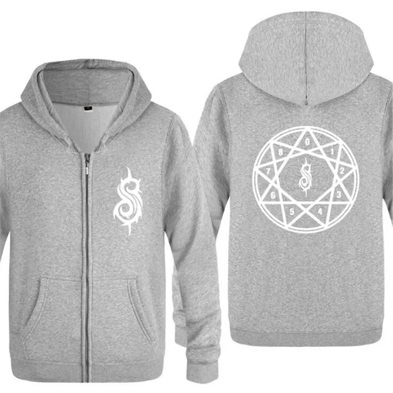 gray hoodie 17 Для мужчин s Толстовка Rock Slipknot толстовки Для мужчин хип-хоп флисовая куртка на молнии с длинными рукавами пальто толстовка скейт уличная костюм зимний - Цвет: gray hoodie 17