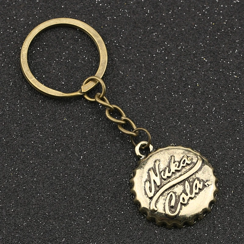 Fallout 4 Nuka Cola Keychain Fall out 3 Drink Bottle Cap Vintage Antique Bronze Silver Color Keyring Key Chain Ring Wholesale | Украшения и