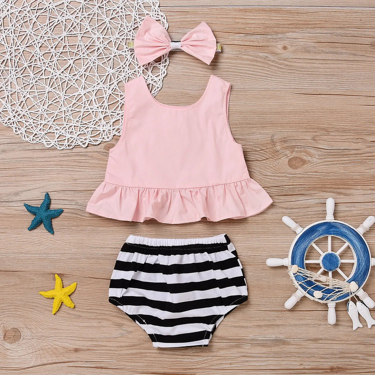 Комплект одежды для новорожденных и маленьких девочек детская одежда летний