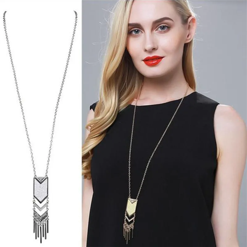 Женская мода цвета: золотистый Серебристый покрытием длинная цепочка с