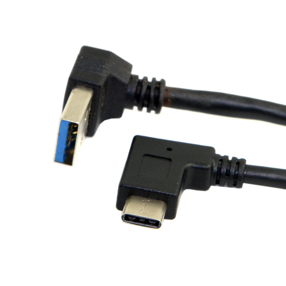 BAAQII 30 см Реверсивный USB 3,1 USB-C под углом 90 градусов Мужской кабель для передачи данных CB0555