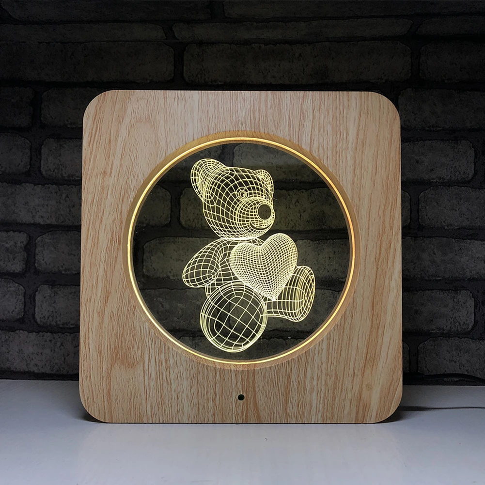 Сердце Медведь Форма Красочные спальни для детей акриловый милый стол 3D