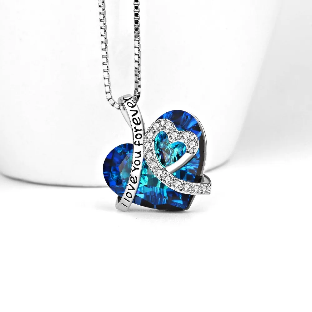 Ожерелье с подвеской в виде сердца от Swarovski бренд Aoboco I Love You Forever серебро 925 пробы